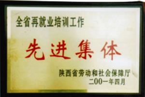 2001年4月  陜西省勞動和社會保障廳授予全省再就業(yè)培訓(xùn)工作“先進集體”.jpg